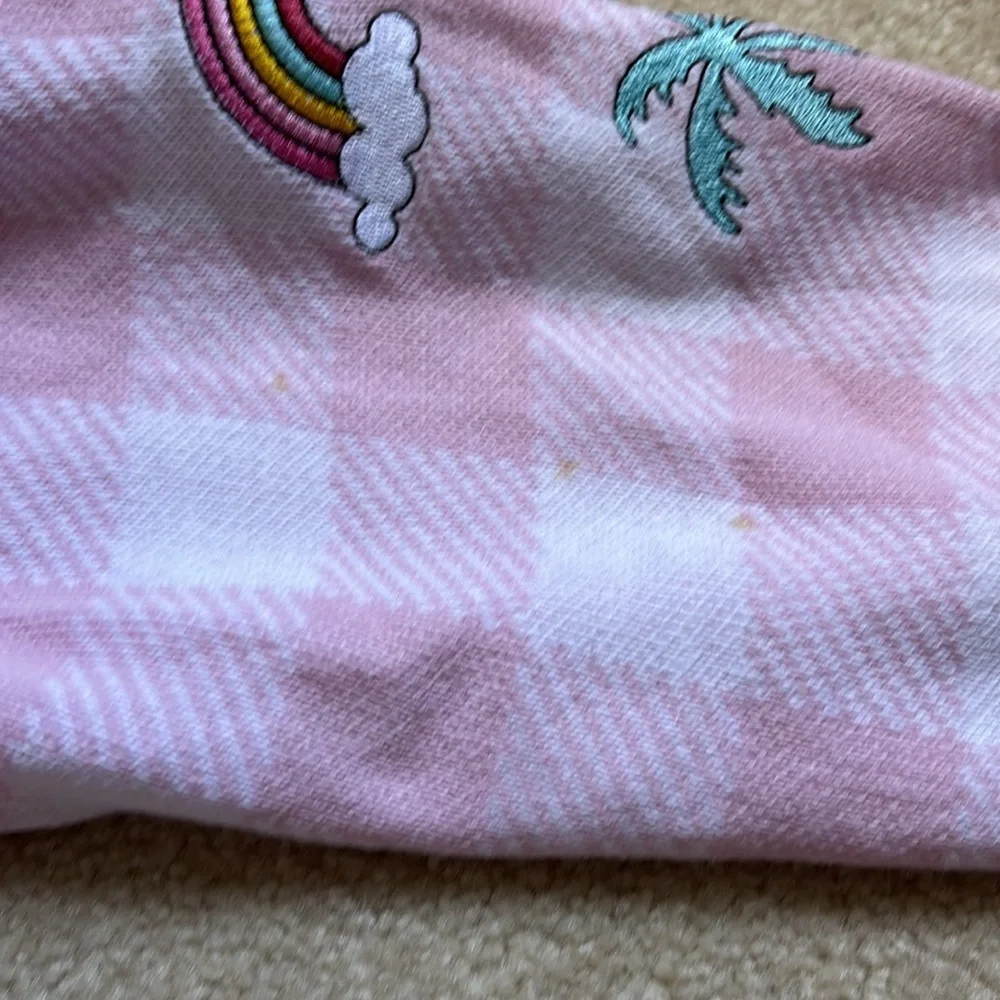 Barbie Pink and White Checkered Cardigan with Fun Embroidery - Picture 4 of 5